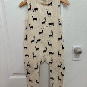 Rylee & Cru unisex Cream Sleeveless Jumpsuit with Black Deer Print